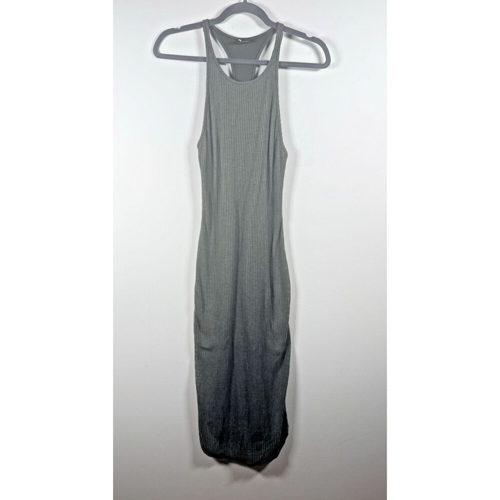 Sparkle & Fade Green Ribbed Scoop Neck Bodycon Maxi Dress - Lined - XS